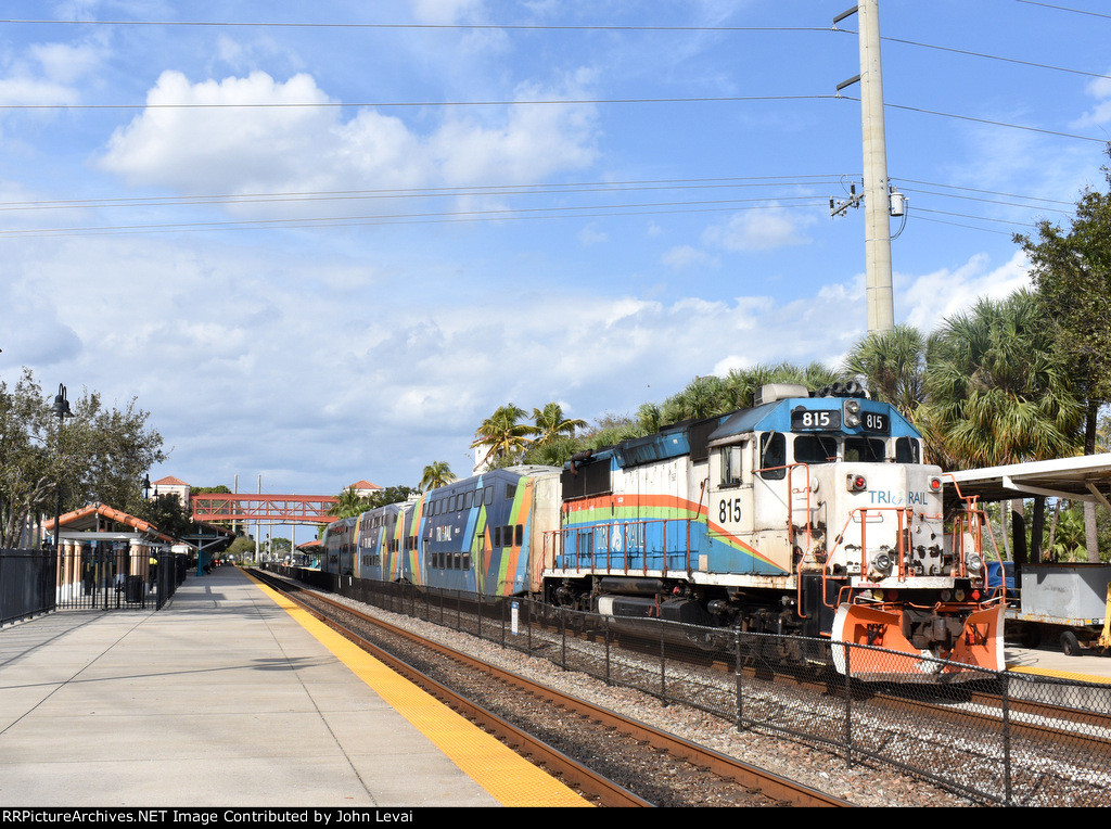 Tri-Rail Train # P676 at WPB Depot with a Bombardier set and GP49PH-3 # 815